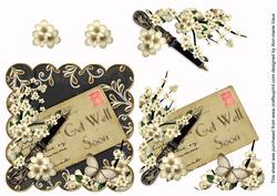 Cream Blossom Black Get Well Soon Postcard Step by Step