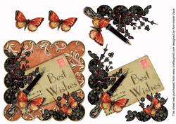 Black Blossom Burnt Best Wishes Postcard Step by Step