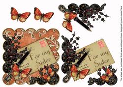 Black Blossom Burnt for My Sister Postcard Step by Step