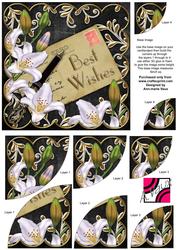 White Lily Black Best Wishes 6in Duo Corner Stacker