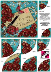 Red Blossom Teal for My Daughter 6in Duo Corner Stacker