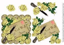 Lemon Roses Get Well Soon Scallop Postcard Step by Step