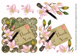 Pink Lily Olive Thank You Scallop Postcard Step by Step