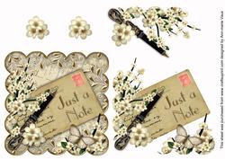 Cream Blossom Just a Note Postcard Step by Step