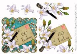 White Lily Teal Scallop Postcard 60 Today Step by Step