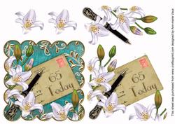 White Lily Teal Scallop Postcard 65 Today Step by Step