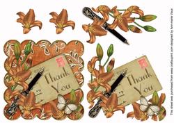 Orange Lily Thank You Scallop Postcard Step by Step