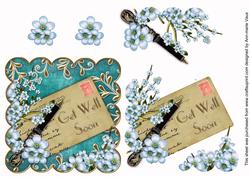 Blue Blossom Get Well Soon Scallop Postcard Step by Step