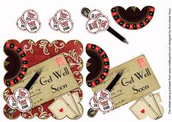 Roulette Red Get Well Soon Scallop Postcard Step by Step