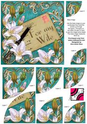 White Lily Teal for My Wife Postcard 6in Duo Corner Stacker