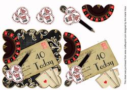 Black Roulette 40 Today Scallop Postcard Step by Step