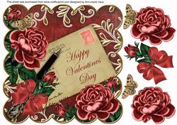 Deep Red Rose Happy Valentines Day Postcard 8in Topper