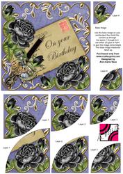 Black Roses Blue Your Birthday 6in Duo Corner Stacker