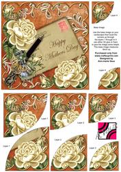 Cream Roses Burnt Mothers Day 6in Duo Corner Stacker