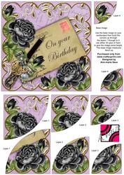 Black Roses Lilac Your Birthday 6in Duo Corner Stacker