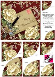 Cream Roses Red Mothers Day 6in Duo Corner Stacker