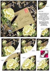 Lemon Roses Black Get Well Soon 6in Duo Corner Stacker
