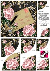 Pink Roses Black Mothers Day Mam 6in Duo Corner Stacker