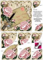 Pink Roses Cream Mothers Day Mam 6in Duo Corner Stacker
