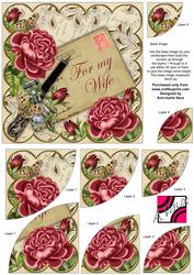 Deep Pink Rose Cream My Wife 6in Duo Corner Stacker