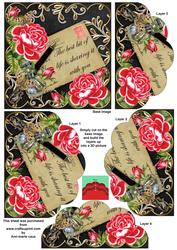 Red Roses Black Best Bit of Life Postcard 5in Bottom Stacker