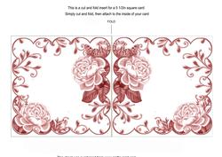 Pink Roses Scallop 5.5in Decoupage Folded Card Insert