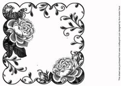 Black Roses Scallop 8in Decoupage Card Insert Panel