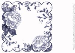 Dark Blue Roses Scallop 8in Decoupage Card Insert Panel