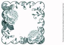 Dark Teal Roses Scallop 8in Decoupage Card Insert Panel