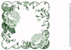 Green Roses Scallop 8in Decoupage Card Insert Panel