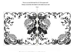 Black Roses Scallop 8in Decoupage Folded Card Insert