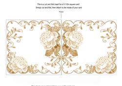 Cream Roses Scallop 8in Decoupage Folded Card Insert