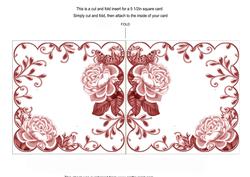 Dusky Pink Roses Scallop 8in Decoupage Folded Card Insert