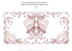 Lilac Roses Scallop 8in Decoupage Folded Card Insert