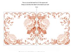 Peach Roses Scallop 8in Decoupage Folded Card Insert