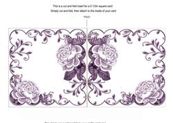 Purple Roses Scallop 8in Decoupage Folded Card Insert