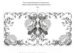Silver Roses Scallop 8in Decoupage Folded Card Insert