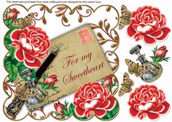 Red Roses for My Sweetheart Ink Saver 8in Decoupage Topper