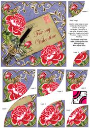 Red Roses Blue for My Valentine 6in Duo Corner Stacker