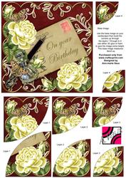 Lemon Roses Red on Your Birthday 6in Duo Corner Stacker