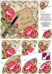 Red Rose Cream for My Valentine 6in Duo Corner Stacker