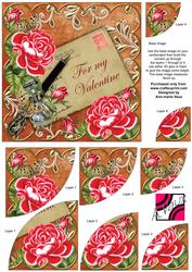 Red Rose Burnt for My Valentine 6in Duo Corner Stacker