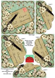 Cream Blossom Mint Anniversary 5in Scallop Bottom Stacker