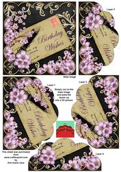 Lilac Blossom Blk Birthday Wishes 5in Scallop Bottom Stacker