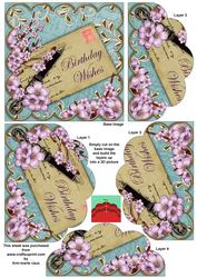 Lilac Blossom Teal Birthday 5in Scallop Bottom Stacker