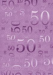 Lilac Metallic 50 Birthday A4 Backing Paper