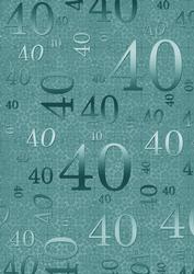 Dusky Teal Metallic 40 Birthday A4 Backing Paper