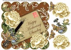 Cream Roses Choco Mothering Sunday 8in Decoupage Topper