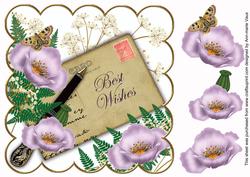 Lilac Poppy Best Wishes Ink Saver 8in Decoupage Topper