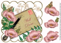Pink Poppy Well Done Ink Saver 8in Decoupage Topper